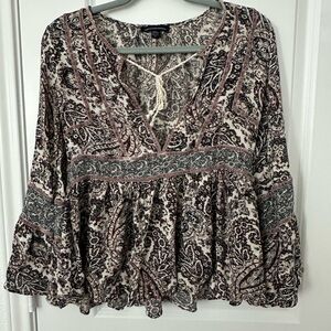 American Eagle Outfitters Boho Paisley Pattern Blouse